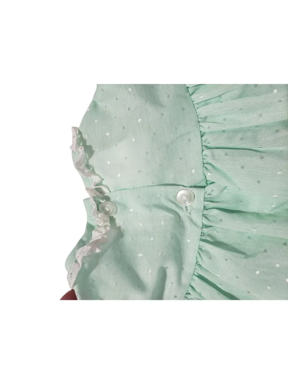 Vintage Mint Green White Lace Fancy Pageant Circle Baby Dress Frilly CottageCore